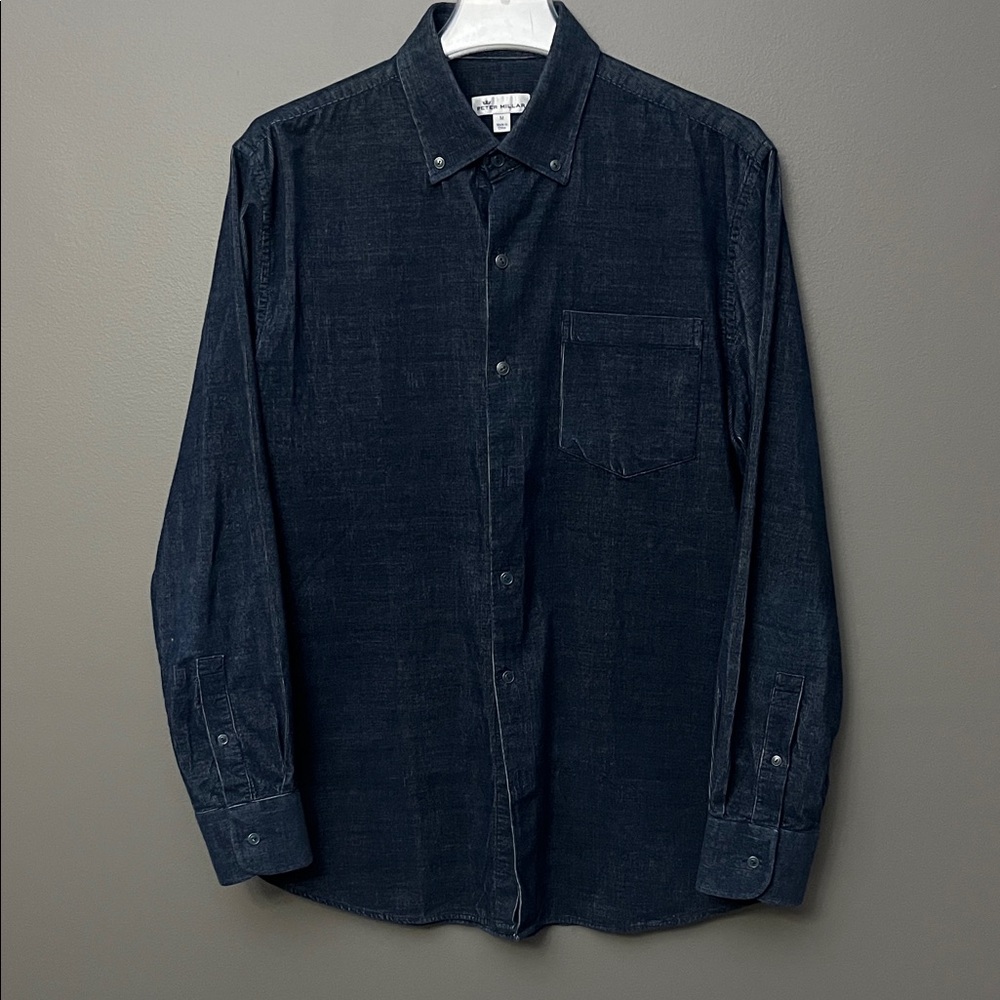 RARE Peter Millar Corduroy Navy Button Down Shirt - Size Medium - Prototype